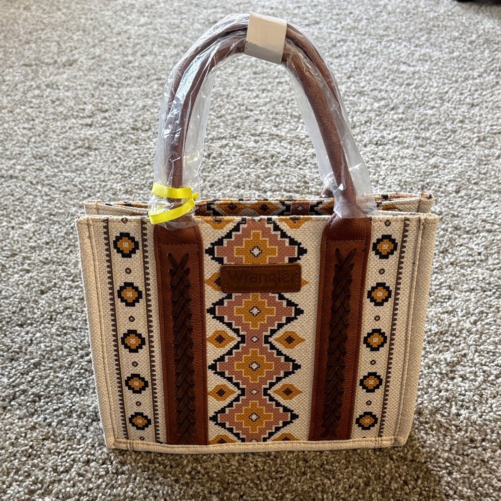 Wrangler Southwestern Print Small Canvas Tote/Crossbody - Coffee